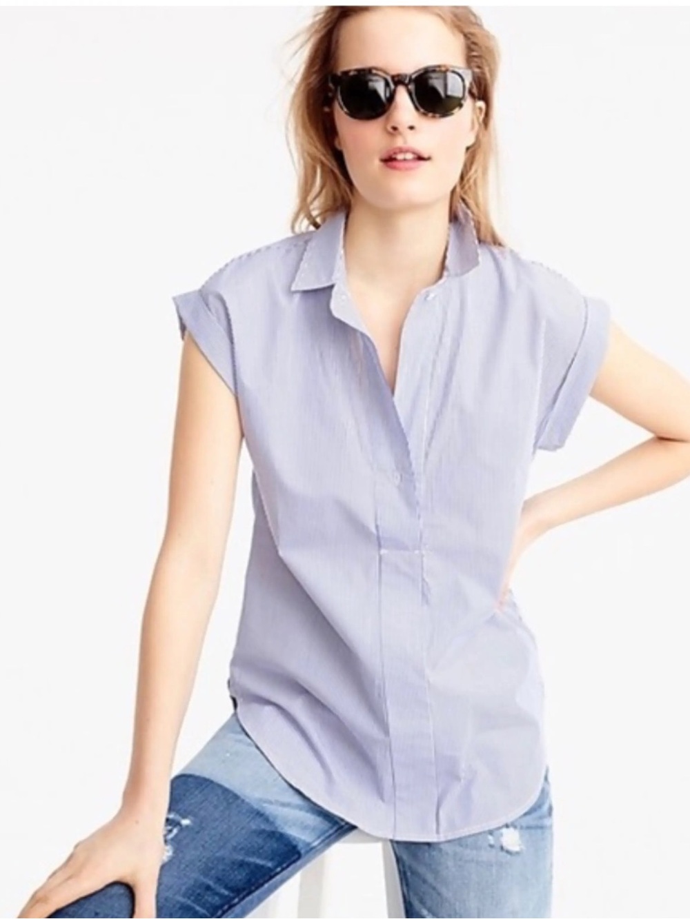 J. Crew Popover Women’s Button Down Cotton Blouse